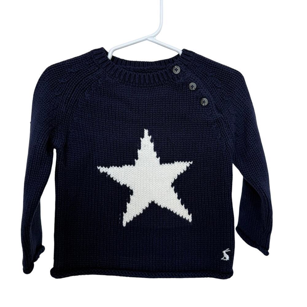Joules Kids Sweater 9-12 Months Navy White Star Knit Long Sleeve Sweater NWT - Picture 1 of 3